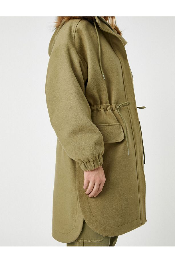 Şahika Ercümen X - Kapüşonlu Oversize Kaşe Kaban - 6
