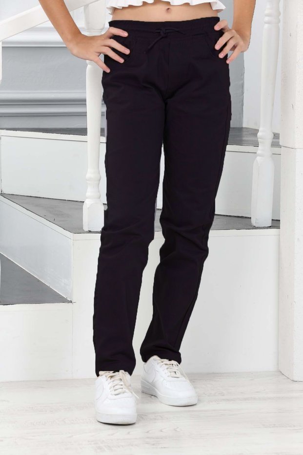Sports Cut Elastic Waist Slim Leg Children's School Trousers
