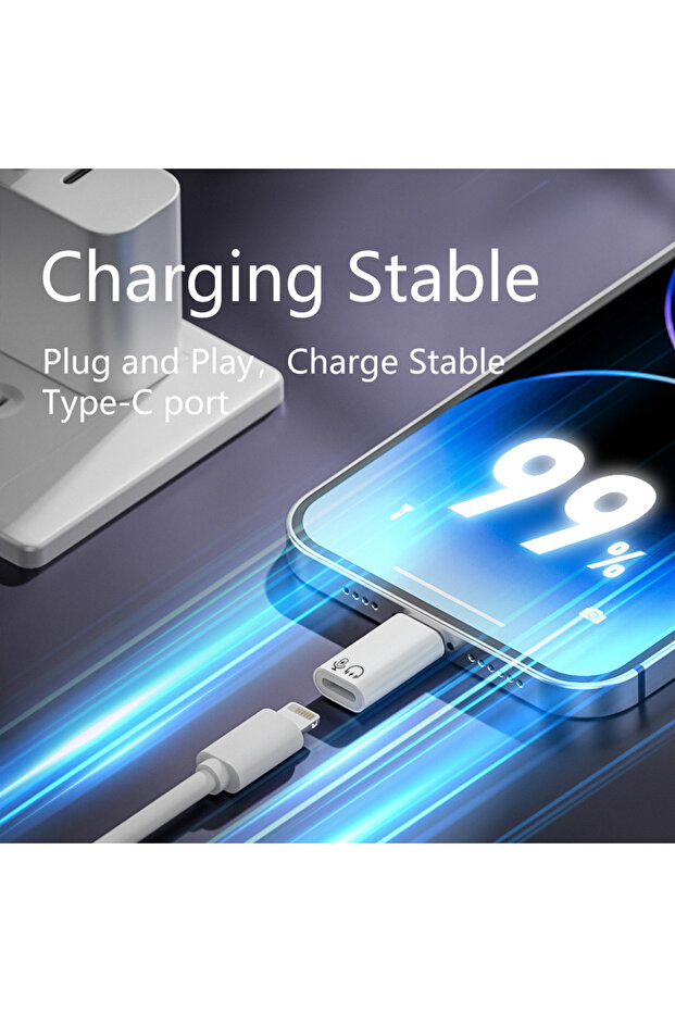 Type C To Lightning Yuva Çevirici Yaka Mikrofonu Ile Uyumlu Hızlı Şarj Veri Aktarım - 3