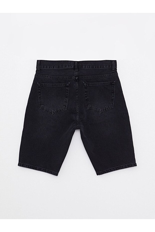 Standart Kalıp Erkek Jean Şort - 5