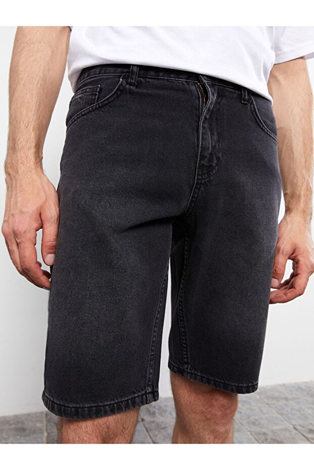 Standart Kalıp Erkek Jean Şort - 3