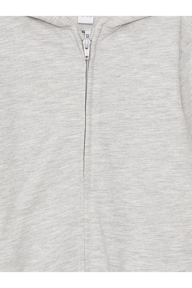Kapüşonlu Uzun Kollu Kız Bebek Fermuarlı Sweatshirt - 2