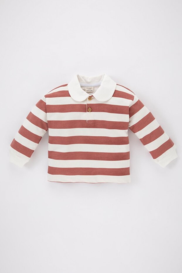 Baby Collar Striped Baby Girl Sweatshirt - B1309a523wn