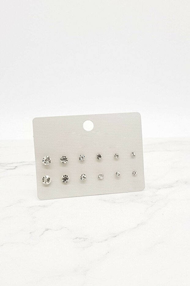 Crystal Ball Stone Multiple Earrings 12 Pack