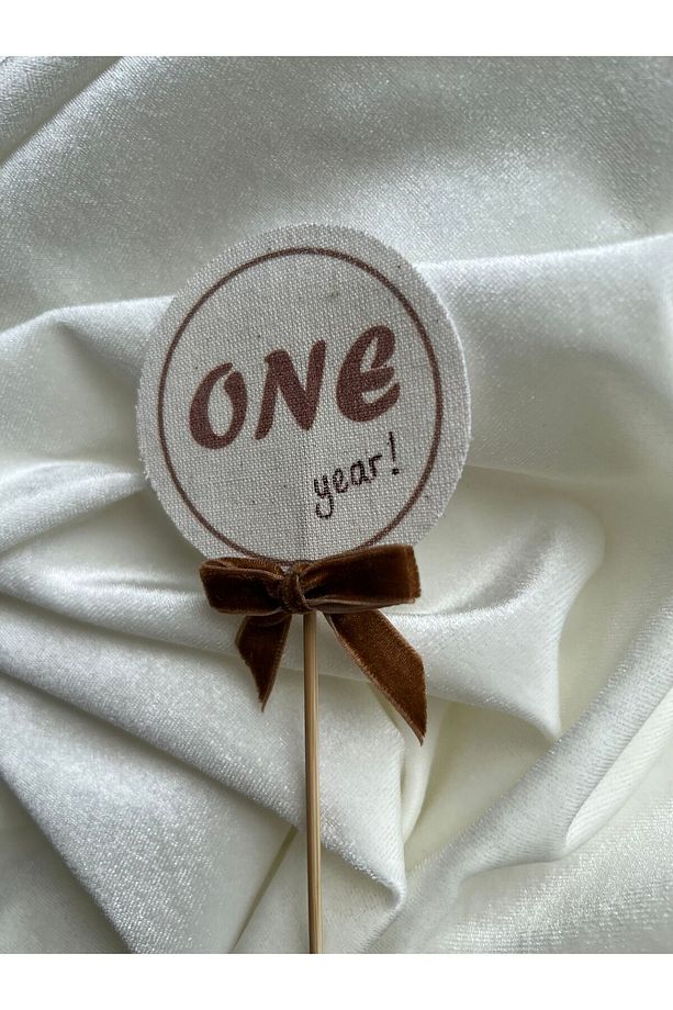 Doğum Günü Pasta Süsü - One Year Kahverengi - 3