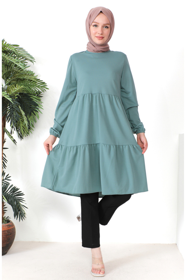 Green Gathered Tunic - 0699-07
