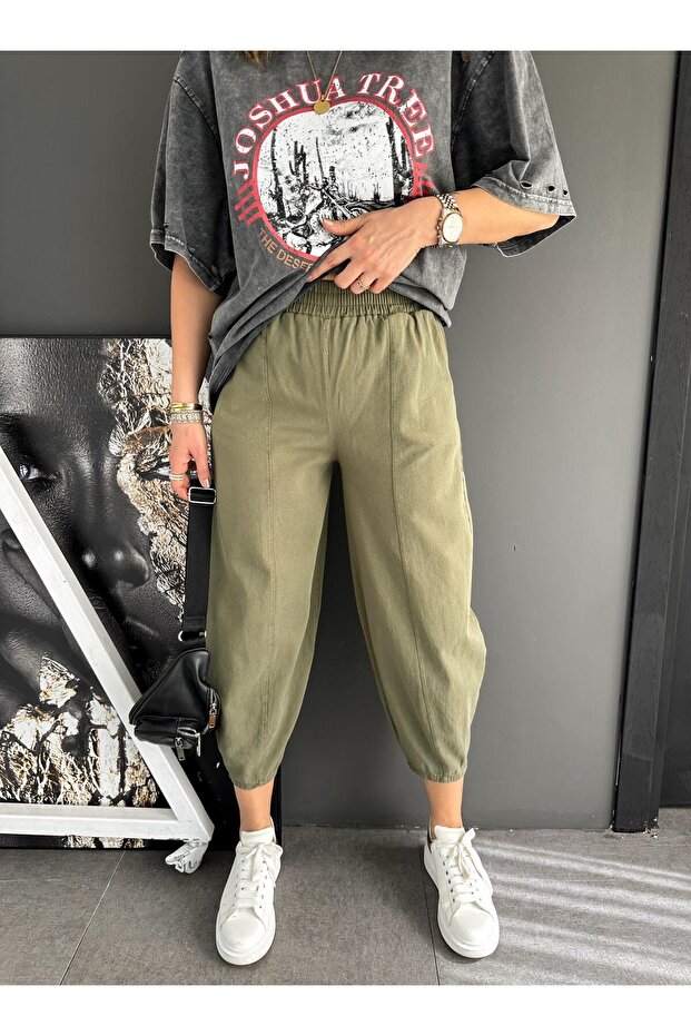 Women's Khaki Gabardine Harem Pants 0017