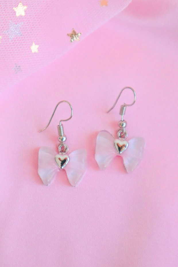 Pink Bow İthal Küpe - 1