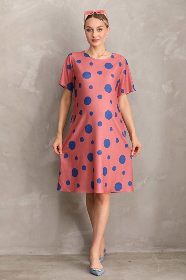 Maternity Printed Midi Short Sleeve Side Pocket Dress