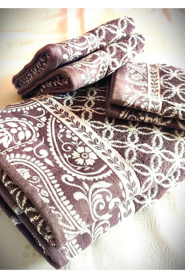 HEDİYELİK, ÇEYİZLİK , İHRAÇ FAZLASI ÖZEL ÜRETİM BUKLE COTTON BANYO-MUTFAK Havlu Seti (6'LI SET) - 6