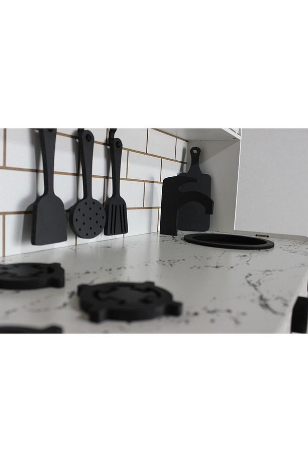 Buzdolaplı Ahşap Oyuncak Mutfak (1 LEDLİ-HAZERANLI) - 7