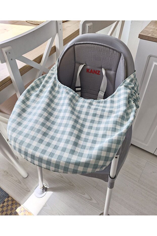 High Chair Cover & Slipcase, Checked Petrol Checked