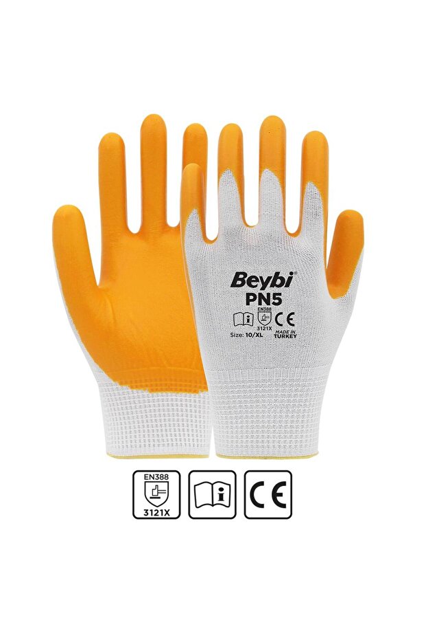 Nitril PMK PN5 Beyaz Sarı Örme Polyoster Nit - 1