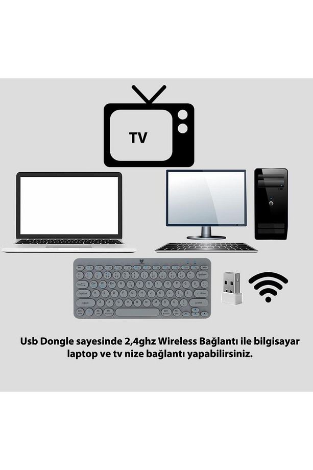 Bt-k95 Bluetooth V5.0 Ios Android Kablosuz Klavye Uzay Gri - 6