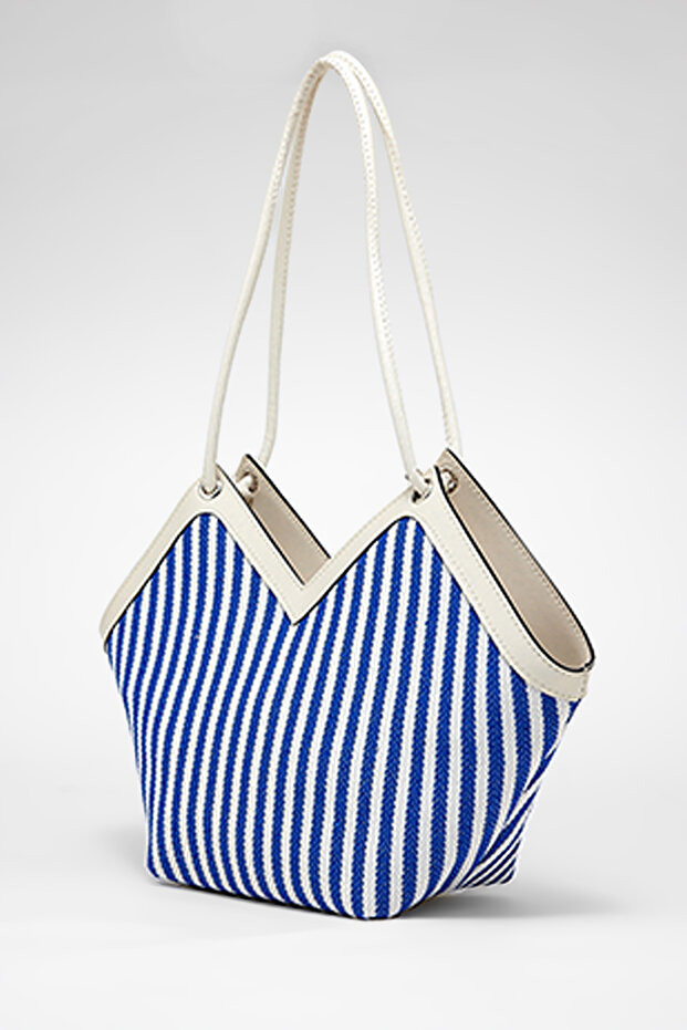 Kadın Hasır Kumaş Omuz Çantası Node - 3