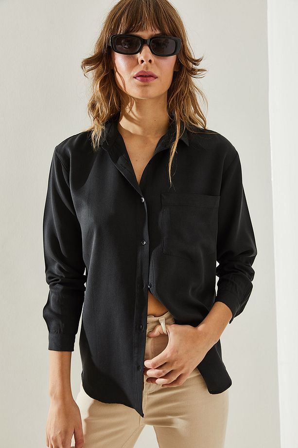 Kadın Tek Cepli Fit Kesim Basic Gömlek 60251350 - 4