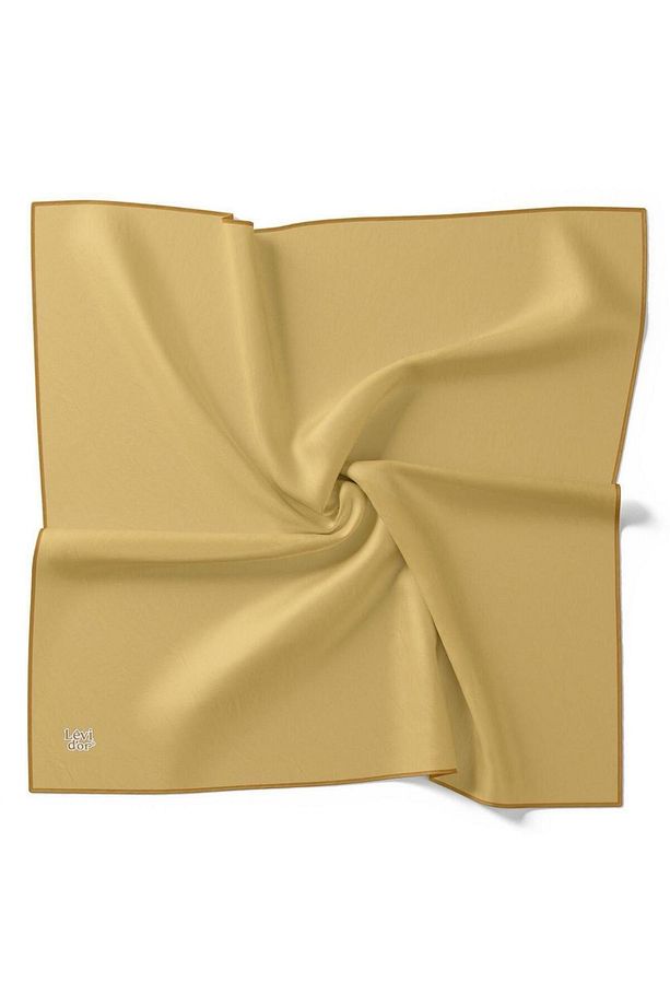 Sarı Düz Renk Trend Twill Polyester Eşarp - 5