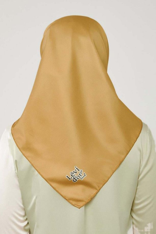Sarı Düz Renk Trend Twill Polyester Eşarp - 4