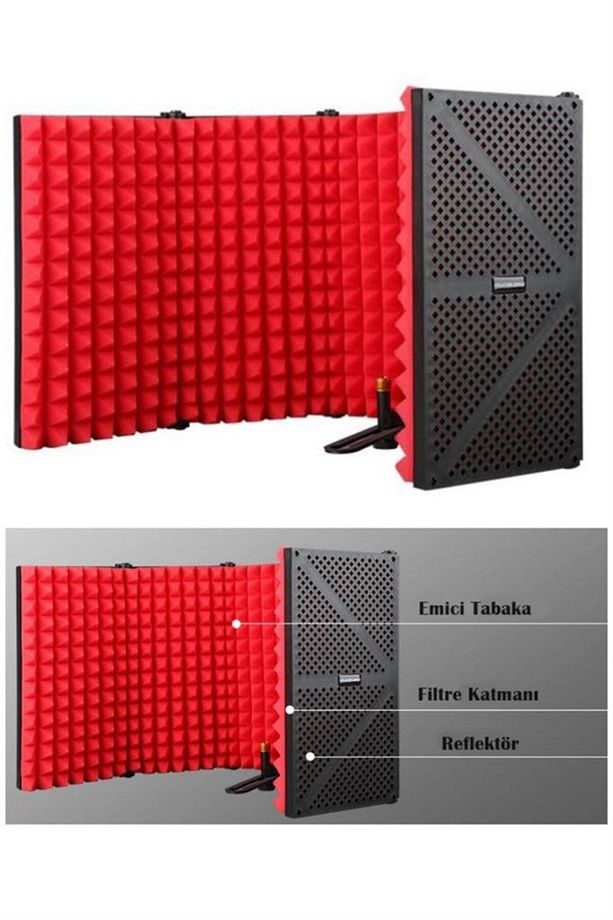 Pf-44 Red Mikrofon Ses Yalıtım Izolasyon Paneli 5 Bölümlü (75x30 Cm) - 8