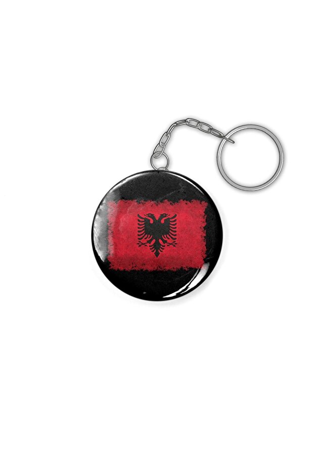 Albanian Flag With Torn Edges Anahtarlık - 1