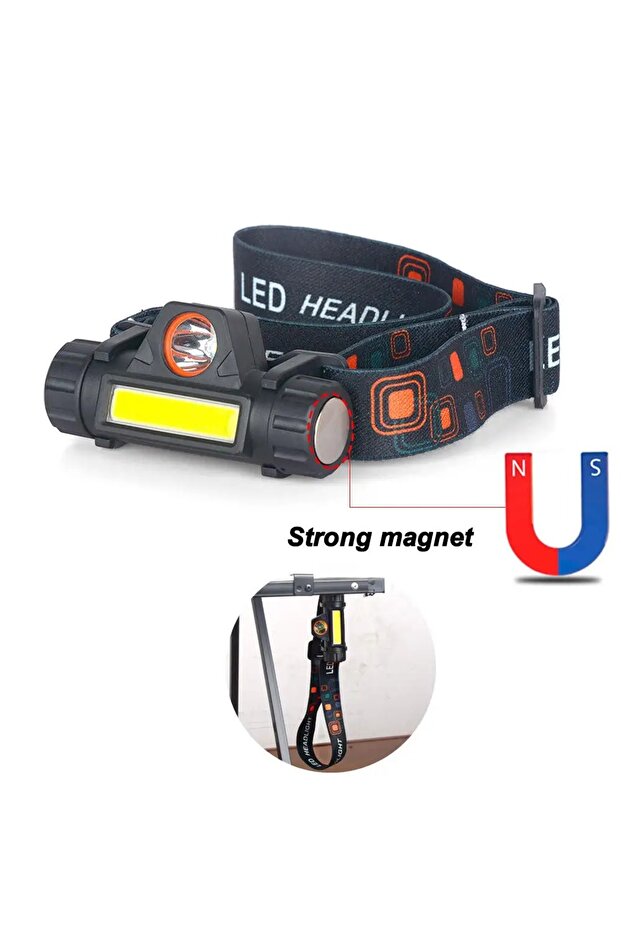 1200 Lümen Su Geçirmez Cob LED Kaf Lambası Şarjlı Kafa Feneri Mıknatıslı Kafa Çalışma Lambası - 3