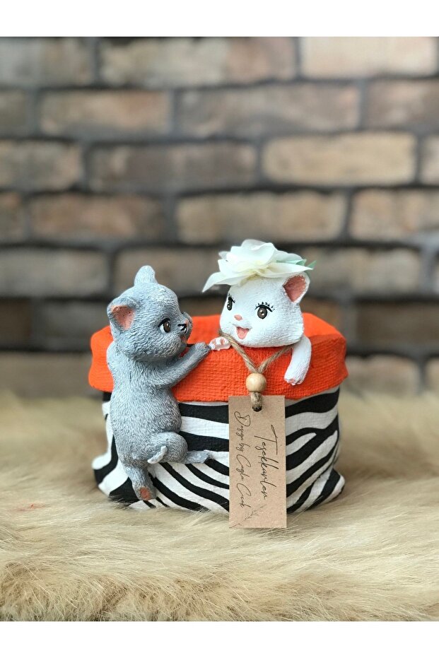 Zebra Patterned Cute Cat Saks Basket - 1