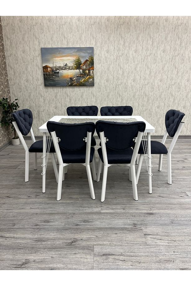 Akuamarin Mutfak Yemek Masası Takımı- 6 Kişilik Mutfak Masa Sandalye Takımı- Mutfak Masası Takımı - 4