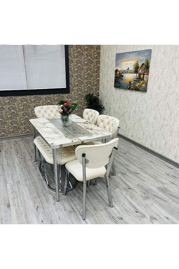 Akuamarin Mutfak Yemek Masası Takımı- 6 Kişilik Mutfak Masa Sandalye Takımı- Mutfak Masası Takımı - 7