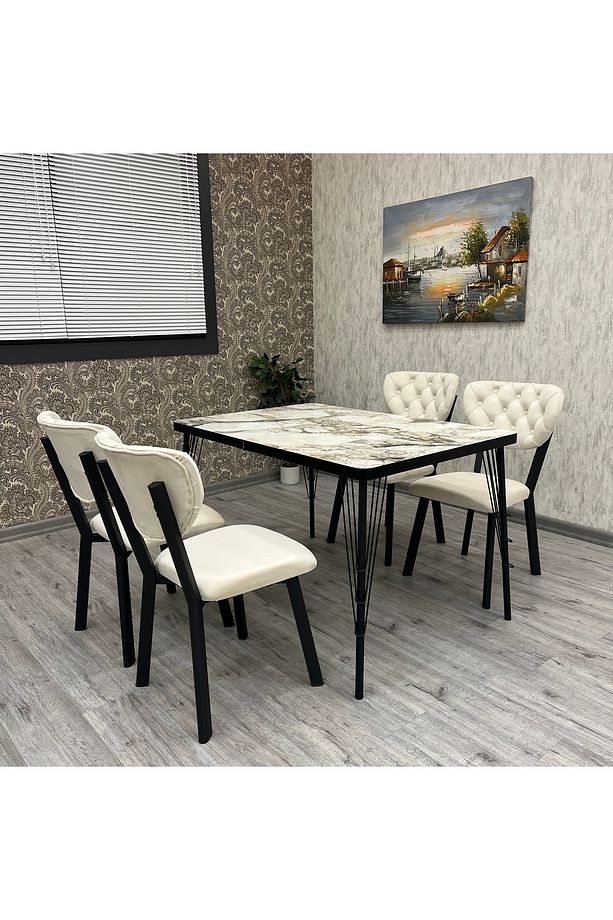Akumarin Mutfak Yemek Masası Takımı- 4 Kişilik Mutfak Masa Sandalye Takımı- Mutfak Masası Takımı - 3