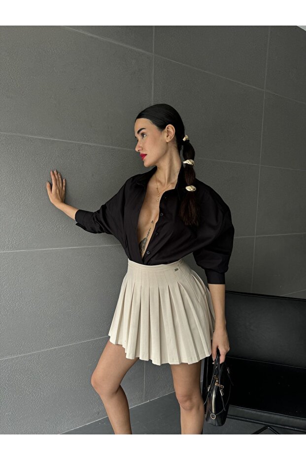 قميص أسود واسع القطع 27202 - 3