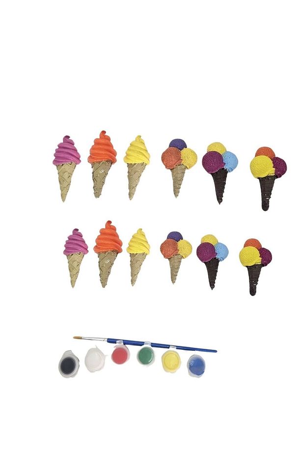 Okul Öncesi Taş Boyama Seti 12'li Dondurma Seti Stone Painting 12 adet ( 8 cm ) - 2
