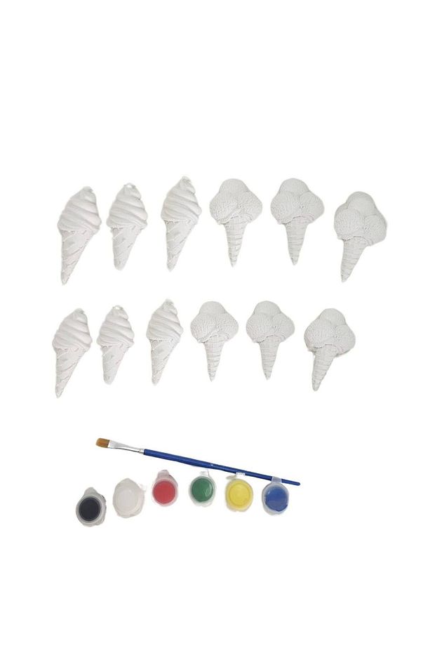 Okul Öncesi Taş Boyama Seti 12'li Dondurma Seti Stone Painting 12 adet ( 8 cm ) - 3