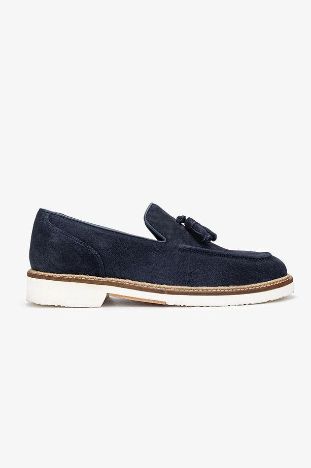 Hint Erkek Lacivert Süet Hakiki Deri Loafer Ayakkabı - 1
