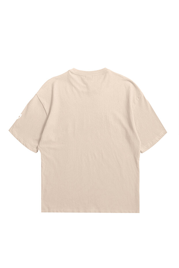 Eazy Bej Unisex Oversize Baskılı Kısa Kollu Basic T-shirt - 2