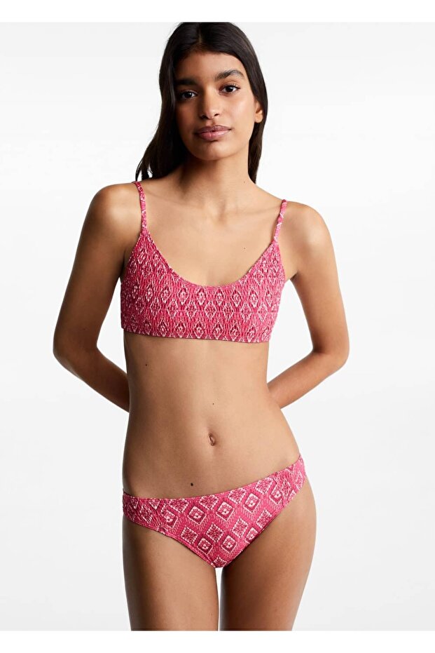 Patterned Gathered Bikini - 1