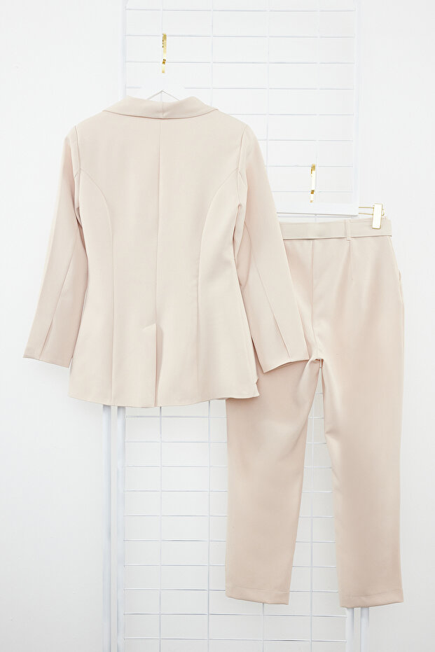 Zestaw spodni z podszewką z krepy z kamiennym łukiem i tkanym dołem TCTSS24US00010 - 8