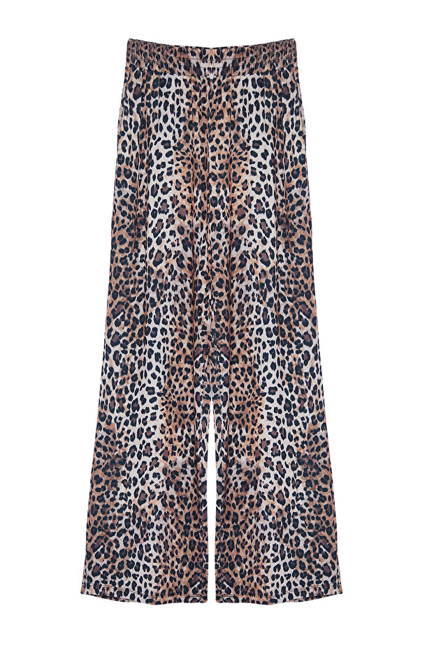 Leopar Baskılı Wide Leg/Rahat Kesim Yüksek Bel Esnek Pantolon TWOSS23PL00129 - 7