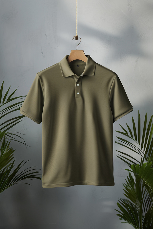 Büyük Beden Haki Regular/Normal Kesim Basic %100 Pamuk Polo Yaka T-shirt TMNSS24BF00000 - 3