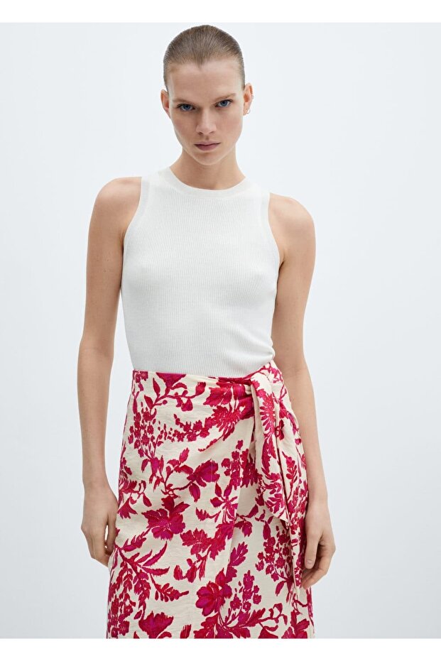 Çiçek Desenli Anvelop Etek - 6