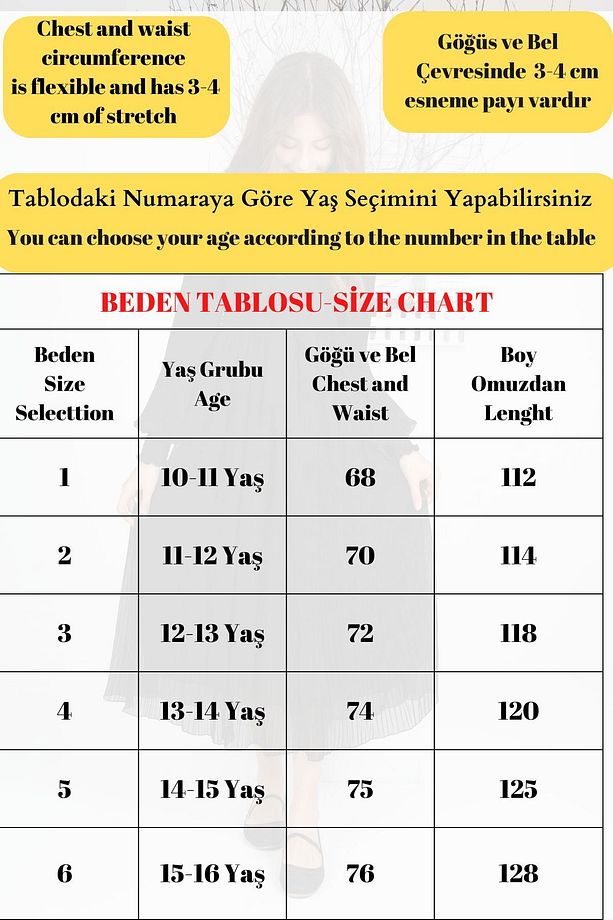 Kız Çocuk Uzun Boydan Astarlı Pliseli Şifon Tesettür Elbise - 4
