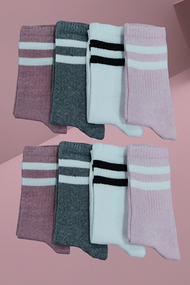 Children's 8 Pairs Long School Socks Cotton College