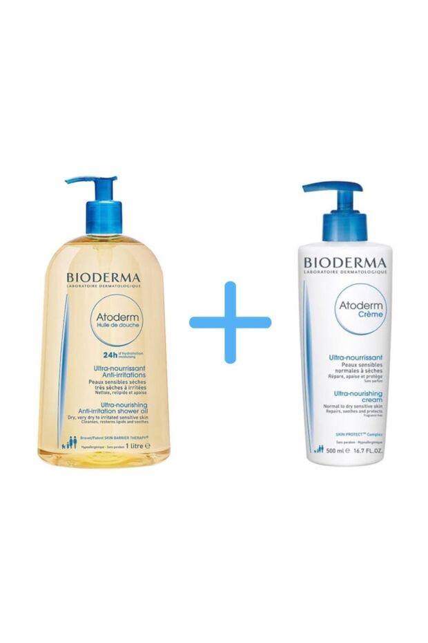 Bıoderma Atoderm Shower Oil 1 Lt + Bıoderma Atoderm Cream 500ml