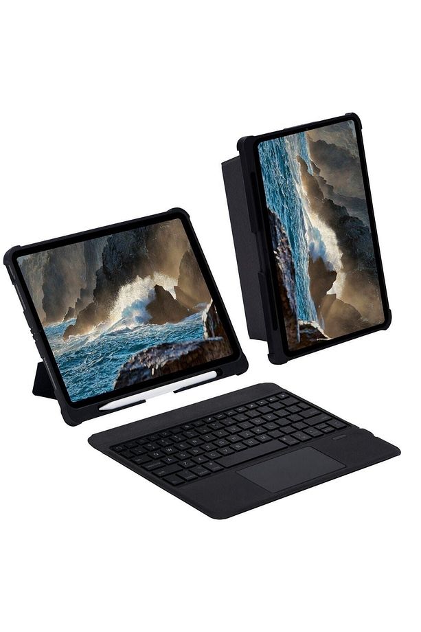 Ipad Pro 12.9" 2021.2022 5. 6 Nesil Uyumlu M1,m2 Klavye Mag Touchpad Klavyeli Standlı Kılıf - 3