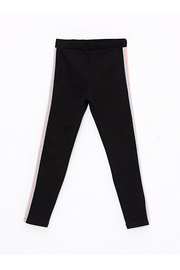 Basic Cotton Girl's Long Tights with Elastic Waist