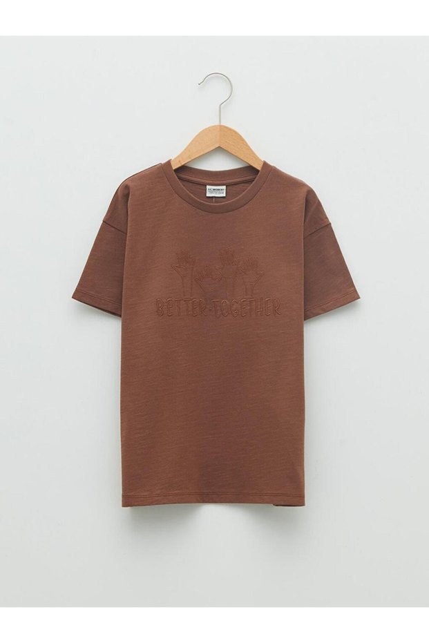Lcw Kids Crew Neck Embroidery Detailed Short Sleeve Cotton Boys' T-Shirt (S2)