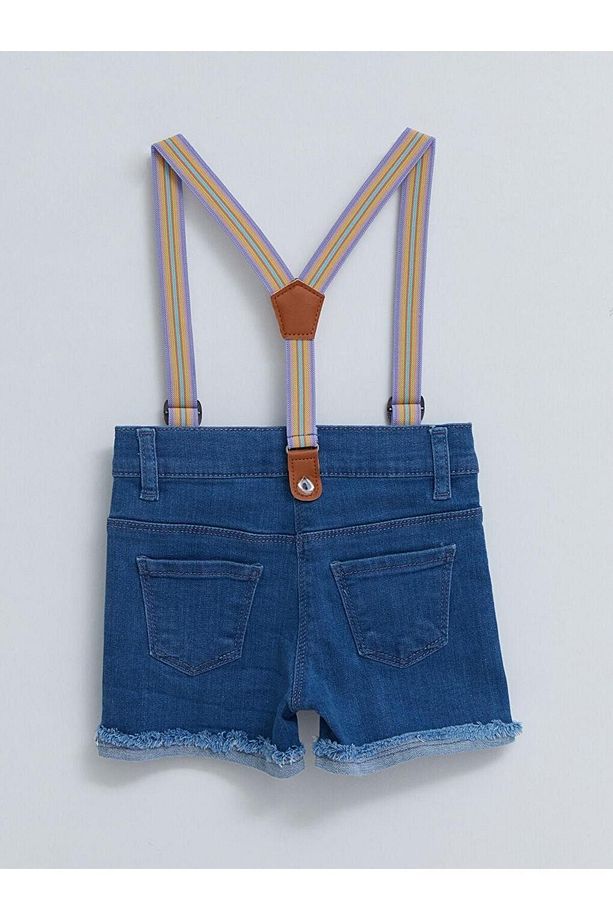 LCW baby Basic Kız Bebek Jean Şort ve Pantolon Askısı 2'li - 4