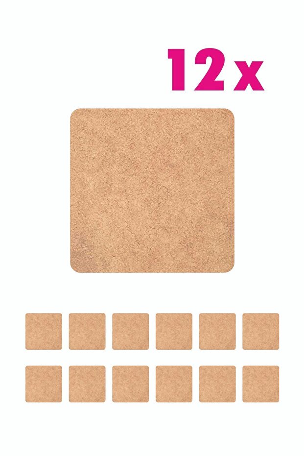 Square Charger Sheet 12 Pieces 3 Mm Raw MDF 20 Cm Square Under-Serve Charger