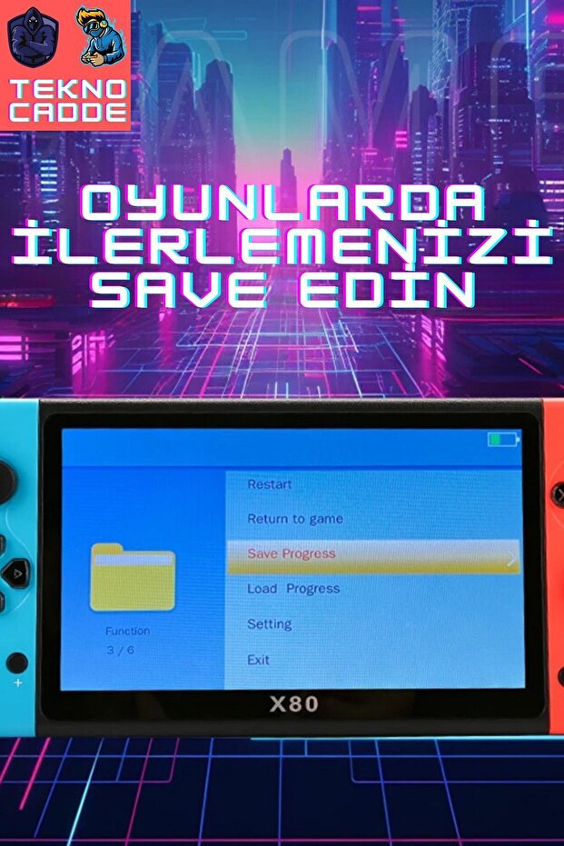 X80 7inç LCD Geniş Ekran HDMİ 128bit 10000+ RETRO ARCADE OYUN KONSOLU Atari - 3