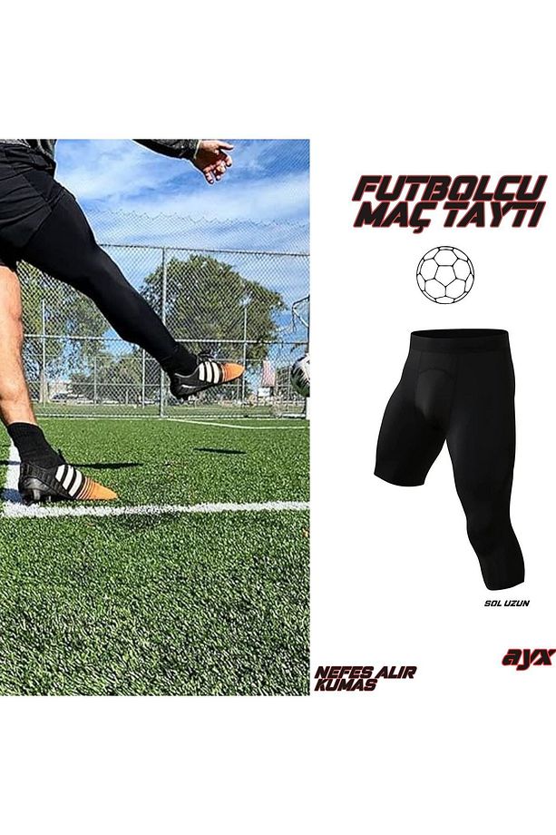 Unisex Futbol Uzun Tek Bacak Uzun Tayt Spor İçlik Maç Taytı - 6