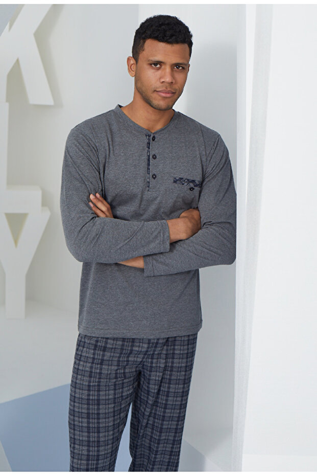 Cotton Six-Season Long Sleeve Men's Pajamas